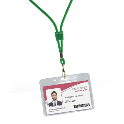Snur textil Lanyard, Office box, rotund, verde, 0.5 x 90 cm
